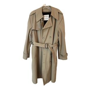 Vintage Grandpacore ‎ Thames of London Trench Coat  Belted Sz 42R Khaki academia